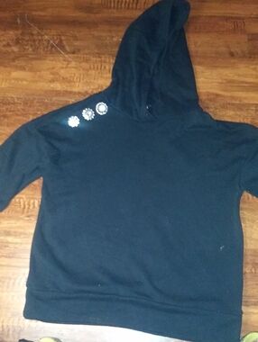 Express Black Crewneck Hoodie with Shoulder Stud Embellishments